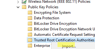 Import certificate to Group Policy