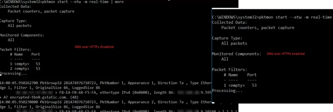 ispecting dns traffic over https