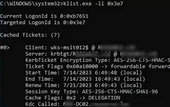 klist: view kerberos cached tickets