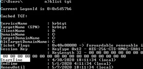 klist tgt renewed ticket