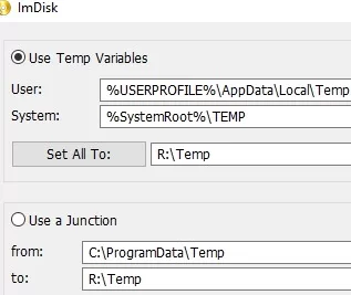 move Windows Temp files to RAM disk