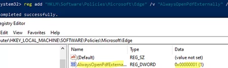 MS Edge registry parameter AlwaysOpenPdfExternally