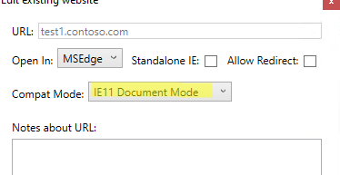 MSEdeg - set IE11 Document mode