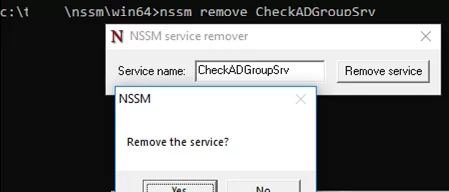 nssm remove powershell service