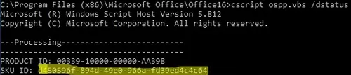 ospp.vbs get ms office sku id