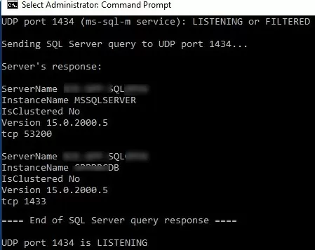 portqry - checking sql server response and running instances