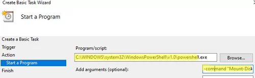 powershell - auto mount VHDX file