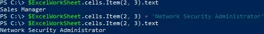 powershell: change excel cell value