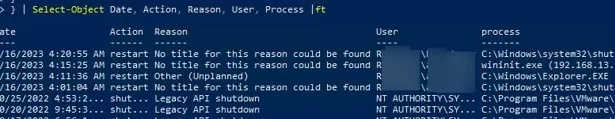 powershell get shutdown history in windows events