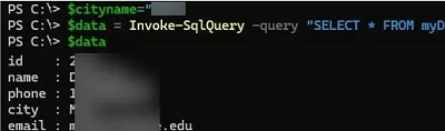 powershell Invoke-SqlQuery query