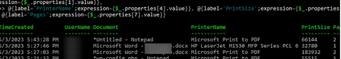 PowerShell: list print history on Windows 
