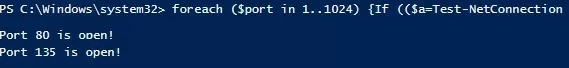 powershell network port scanner script