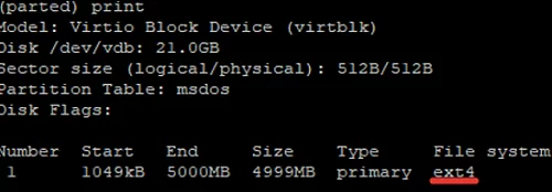 print disk partition info with parted