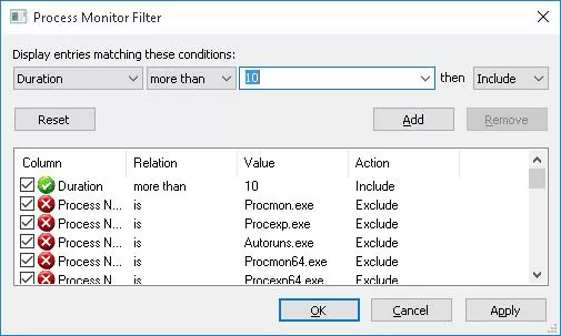 process monitor filter