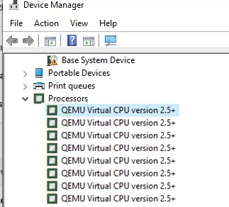 QEMU Virtual CPU version 2.5 multi processor virtual machine on KVM