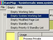 RAMMap Empty System Working Set