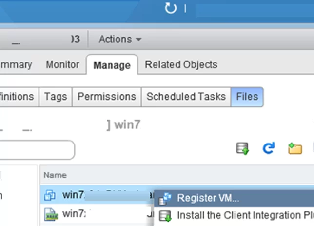 re-register vm in vmware vsphere