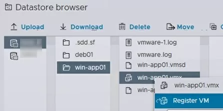 register vmware vm using its vmx file