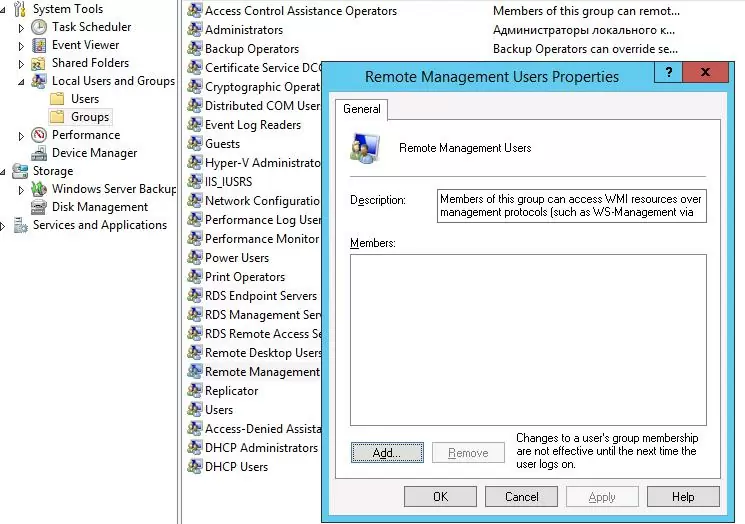 Remote Management Users built-in Group