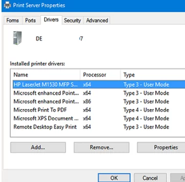 remove printer in windows 10