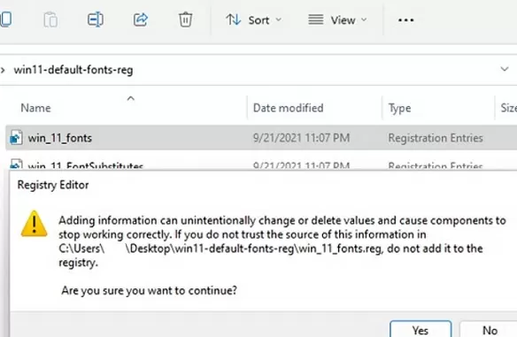 repair font registry settings on windows 10 or 11 using ready-made reg files