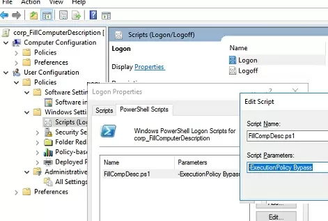 run powershell logon script using Group Policy