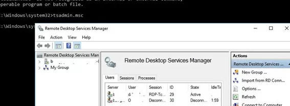 run tsadmin.msc on windows server 2016 rds host