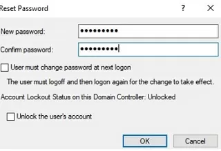 set new user password with aduc console