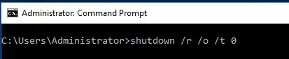 shutdown -o (parameter to boot into winre)