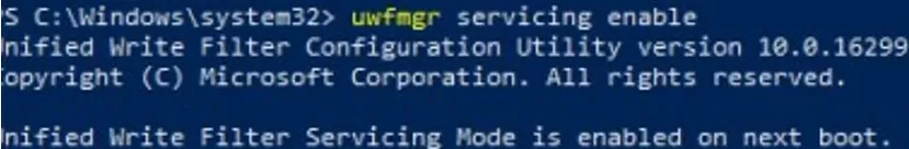 enable uwfmgr servicing mode on windows 10