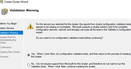 validate windows failover cluster