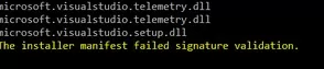 visual studio windows 7 installer manifest failed signature validation