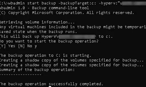 wbadmin start backup hyperv vm