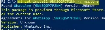 winget: install msstore appx from cmd