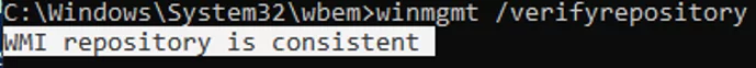 winmgmt /verifyrepository WMI repository is consistent