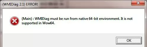 WMIDiag must be run from native 64-bit environment. It is not supported in Wow64