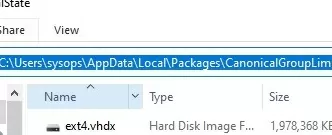 wsl ext4 vhdx disk image file