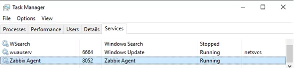 zabbixagent windows service